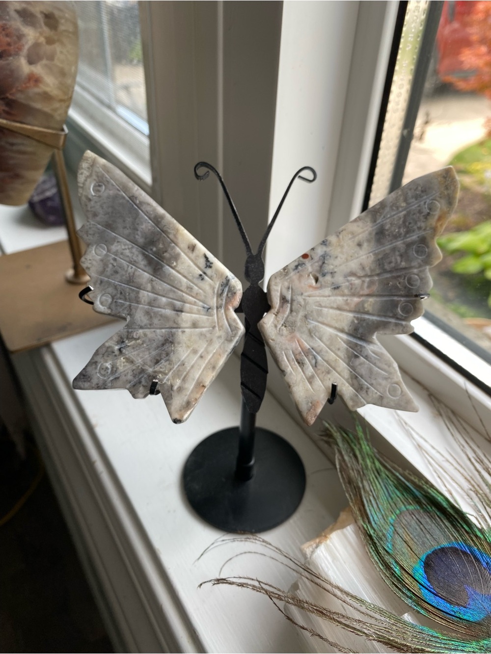 Dendritic Agate Butterfly Carving